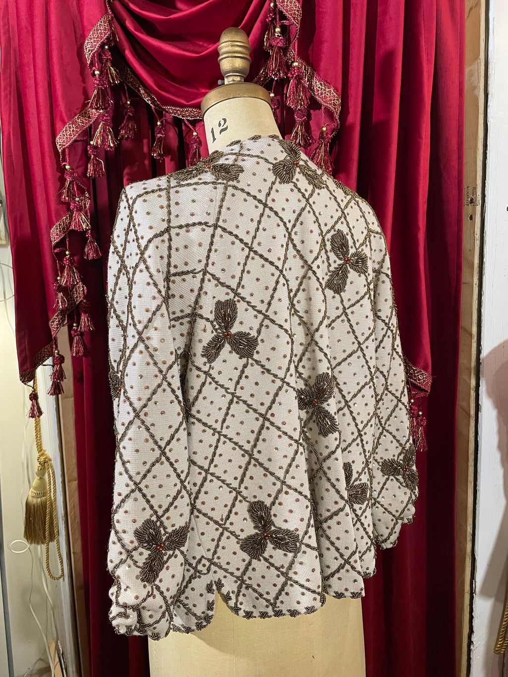 Vintage 1960 France-Del hand decorated evening formal coat / cocktail jacket