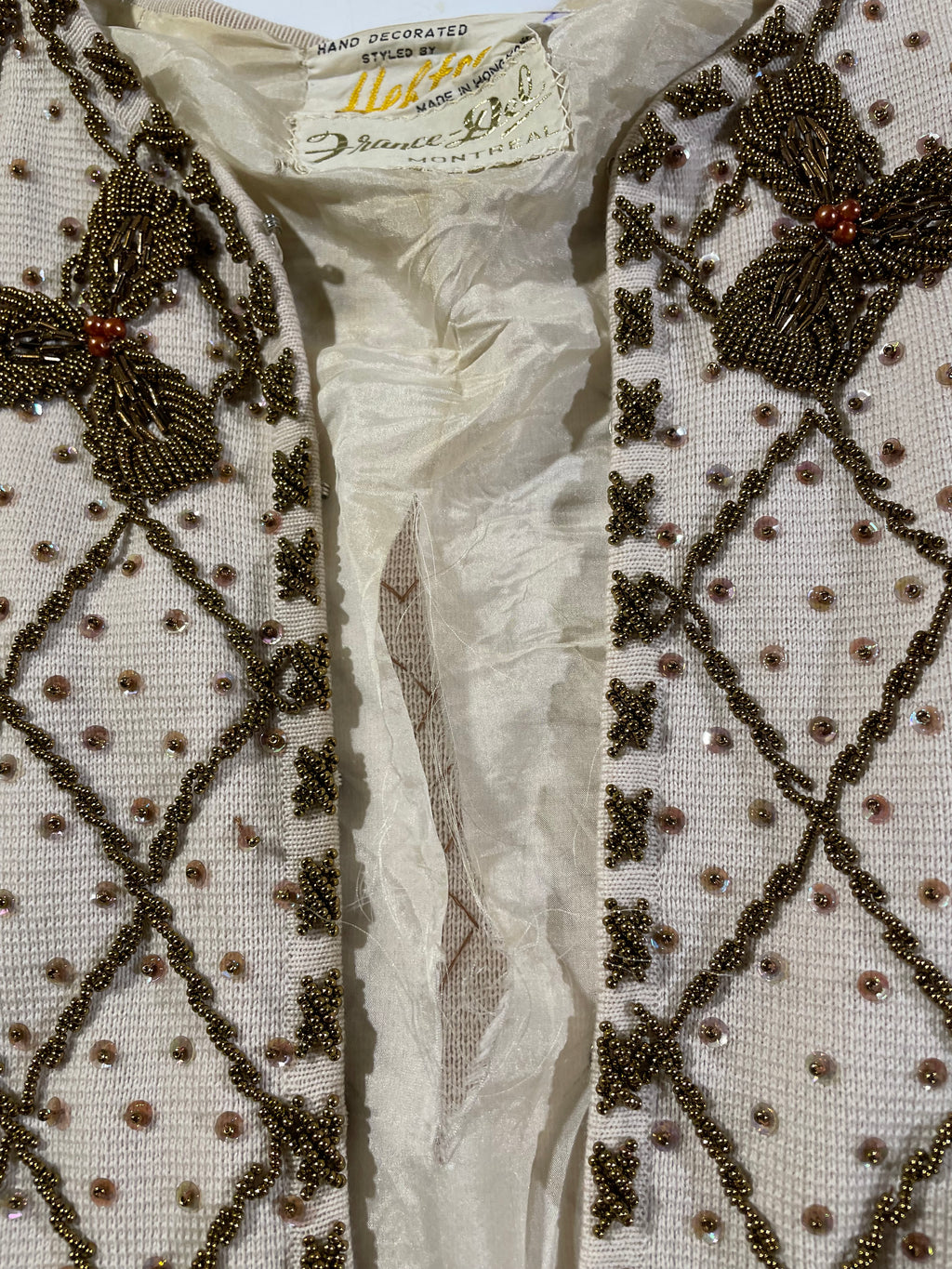 Vintage 1960 France-Del hand decorated evening formal coat / cocktail jacket