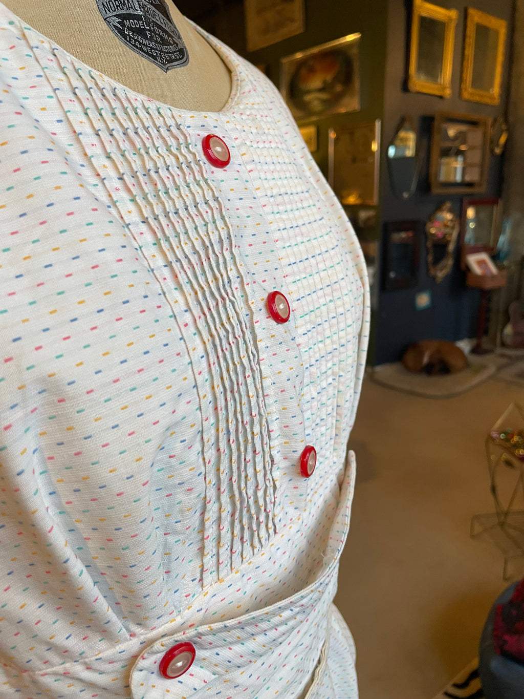 Vintage 1950s dress with pockets and belt