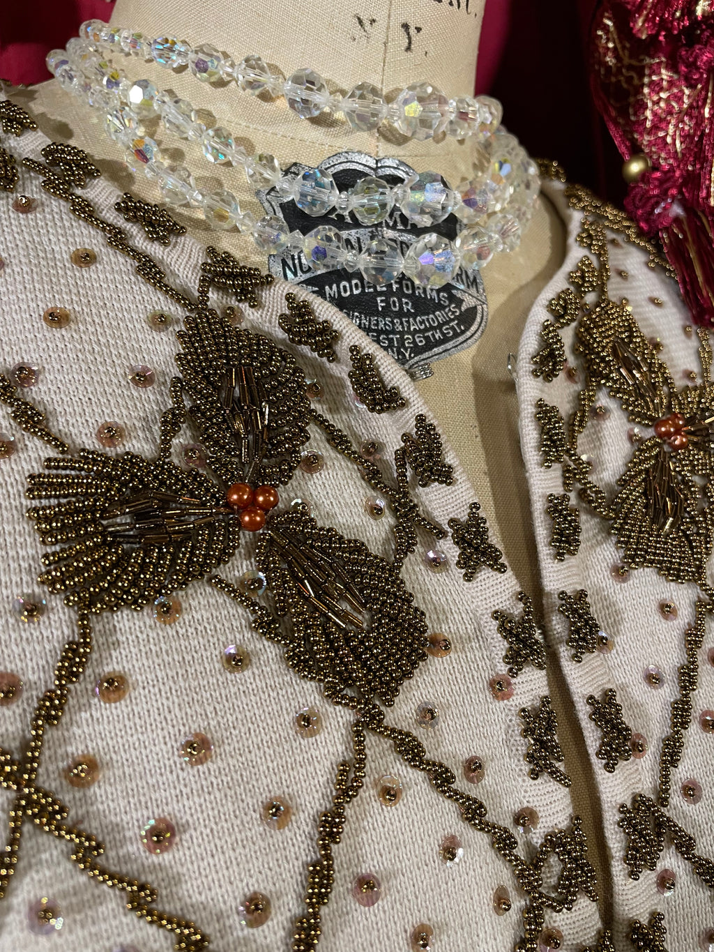 Vintage 1960 France-Del hand decorated evening formal coat / cocktail jacket