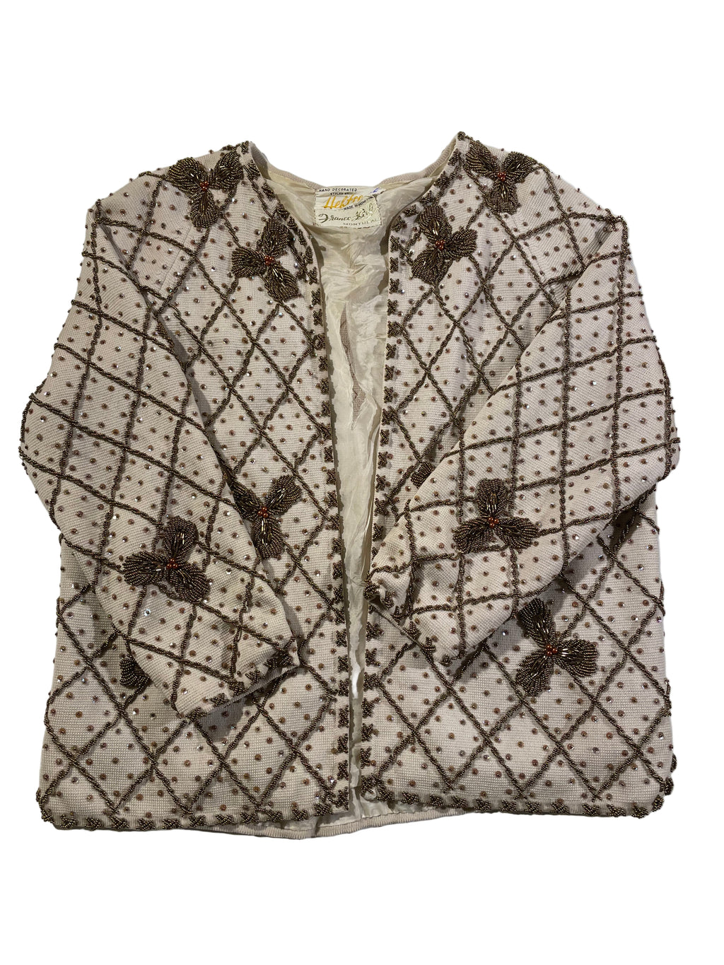 Vintage 1960 France-Del hand decorated evening formal coat / cocktail jacket